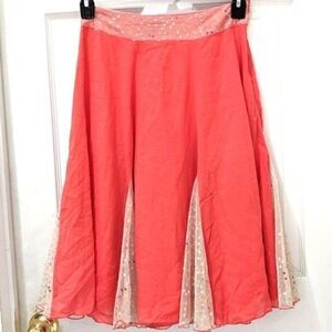 ‎Vintage 80s Pleated Skirt Ruffle Sequin Mesh Inset Fairyesque Coral Fairycore 4